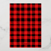 Red Buffalo Plaid elegante kerstfoto Folie Feestdagenkaart (Achterkant)
