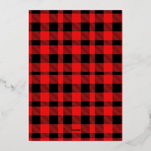 Red Buffalo Plaid elegante kerstfoto Folie Feestdagenkaart (Achterkant)