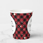 Red Buffalo Plaid Familie Kerstfeest Papieren Bekers (Links)