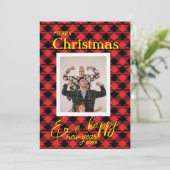 Red Buffalo Plaid Foto Lijst Kaart voor Kerstmis (Staand voorkant)