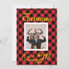 Red Buffalo Plaid Foto Lijst Kaart voor Kerstmis