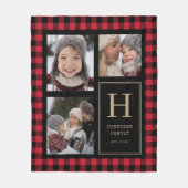 Red Buffalo Plaid Fotocollage Monogram Fleece Deken (Voorkant)