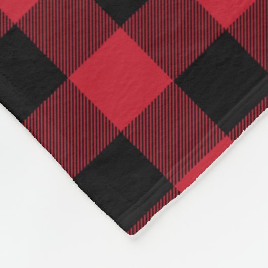 Red Buffalo Plaid Fotocollage Monogram Fleece Deken (Hoek)