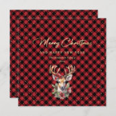 Red Buffalo Plaid Gold Reindeer Snow Feestdagenkaart (Voorkant / Achterkant)
