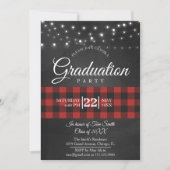 Red Buffalo Plaid Graduation Party Kaart (Voorkant)