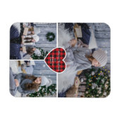 Red Buffalo Plaid Heart Sneeuwfoto Vrolijk Kerstfe Magneet (Horizontaal)