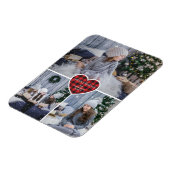Red Buffalo Plaid Heart Sneeuwfoto Vrolijk Kerstfe Magneet (Linkerzijde)