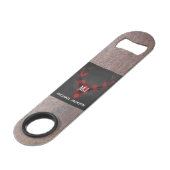 Red Buffalo Plaid Herten Hoofd Monogram Speed Flessenopener (Voorkant Gekanteld)