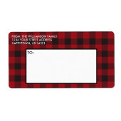 Red Buffalo Plaid Holiday Adres Mailing Etiket (Voorkant)