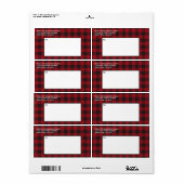 Red Buffalo Plaid Holiday Adres Mailing Etiket (Full Sheet)