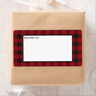 Red Buffalo Plaid Holiday Mailing Etiket