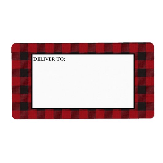 Red Buffalo Plaid Holiday Mailing Etiket (Voorkant)