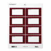 Red Buffalo Plaid Holiday Mailing Etiket (Full Sheet)