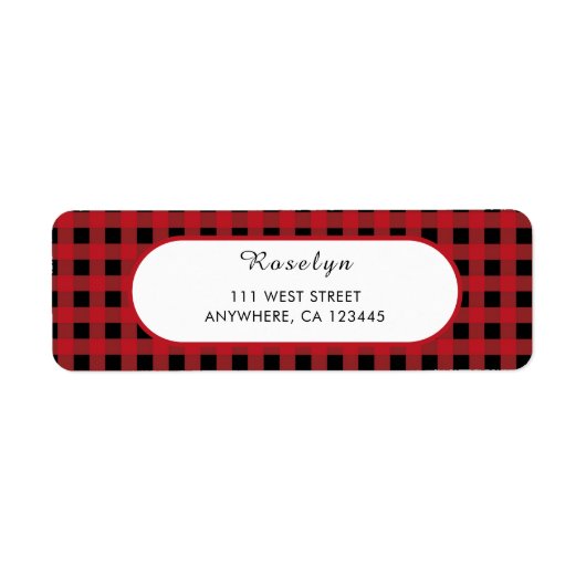 Red Buffalo Plaid Holiday Retour Adreslabel Etiket (Voorkant)
