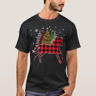Red Buffalo Plaid Horse Tree Leopard print Christm T-shirt
