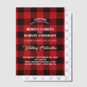 Red Buffalo plaid houthakker winterhut bruiloft Vellum Uitnodigingen (Offset (Uitnodiging))