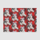 Red Buffalo Plaid Husky Dog Kerstvakantie Tissuepapier (Voorkant)