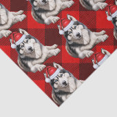 Red Buffalo Plaid Husky Dog Kerstvakantie Tissuepapier (Detail)