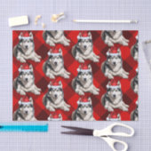 Red Buffalo Plaid Husky Dog Kerstvakantie Tissuepapier (Craft)