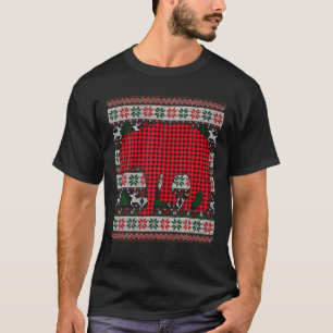 Red Buffalo Plaid Hyena Liefhebbers Lelijk Kerstmi T-shirt