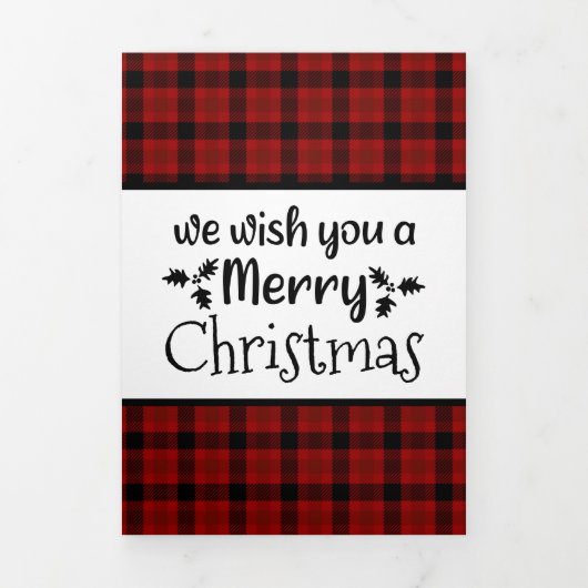 Red Buffalo Plaid | Kerstbrief Drieluik Wenskaart (Cover)