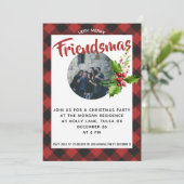 Red Buffalo Plaid Kerstfeest foto uitnodigen Kaart (Staand voorkant)