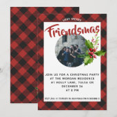 Red Buffalo Plaid Kerstfeest foto uitnodigen Kaart (Voorkant / Achterkant)