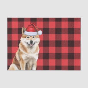 Red Buffalo Plaid Kerstmis Akita Dog Holiday Tissuepapier