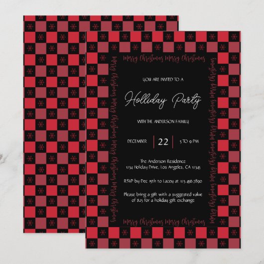 Red Buffalo Plaid Kerstmis Moderne feestdag Kaart (Voorkant / Achterkant)