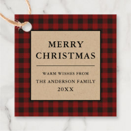 Red Buffalo Plaid Kraft Vrolijk Kerstfeest Bedankjes Labels