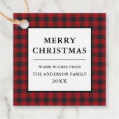 Red Buffalo Plaid Kraft Vrolijk Kerstfeest Bedankjes Labels (Voorkant)