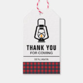 Red Buffalo Plaid Lantern Lumberjack Verjaardag Cadeaulabel (Voorkant)