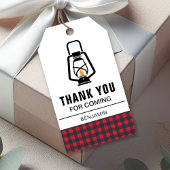 Red Buffalo Plaid Lantern Lumberjack Verjaardag Cadeaulabel