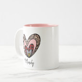 Red Buffalo Plaid Leopard Print Hart Valentijnse Tweekleurige Koffiemok (Voorkant links)