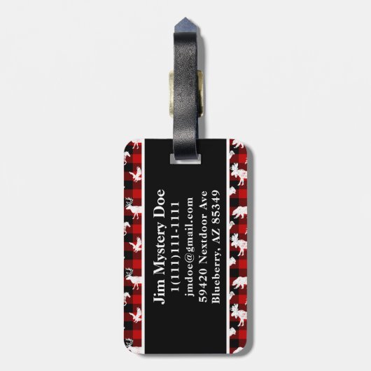 Red Buffalo Plaid Lumberjack Bagagelabel (Achterkant verticaal)