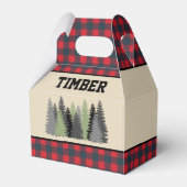 Red Buffalo Plaid Lumberjack Verjaardagsfeestje Bedankdoosjes (Voorkant Zijde)