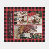 Red Buffalo Plaid Merry & Bright Christmas Photo Fleece Deken (Voorkant (Horizontaal))