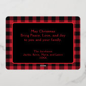 Red Buffalo Plaid Merry Christmas One Foto Folie Feestdagenkaart (Achterkant)