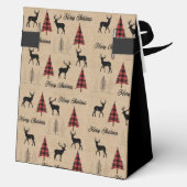 Red Buffalo Plaid & Merry Christmas Woodlands Bedankdoosjes (Achterkant)