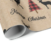 Red Buffalo Plaid & Merry Christmas Woodlands Cadeaupapier (Rol Hoek)