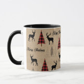 Red Buffalo Plaid & Merry Christmas Woodlands Mok (Links)