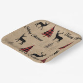Red Buffalo Plaid & Merry Christmas Woodlands Papieren Bordje (Gebogen)