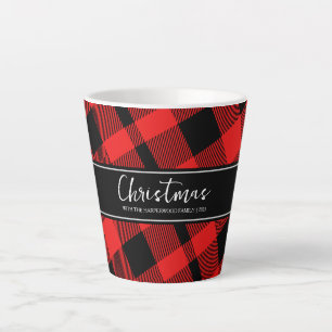 Red Buffalo Plaid Minimalistische Kerstmis familie Latte Mok