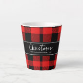Red Buffalo Plaid Minimalistische Kerstmis familie Latte Mok (Voorkant)