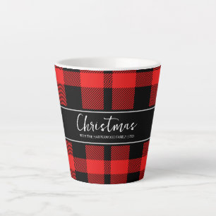 Red Buffalo Plaid Minimalistische Kerstmis familie Latte Mok
