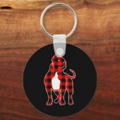 Red Buffalo Plaid Pajama American Bully Christmas  Sleutelhanger (Voorkant)