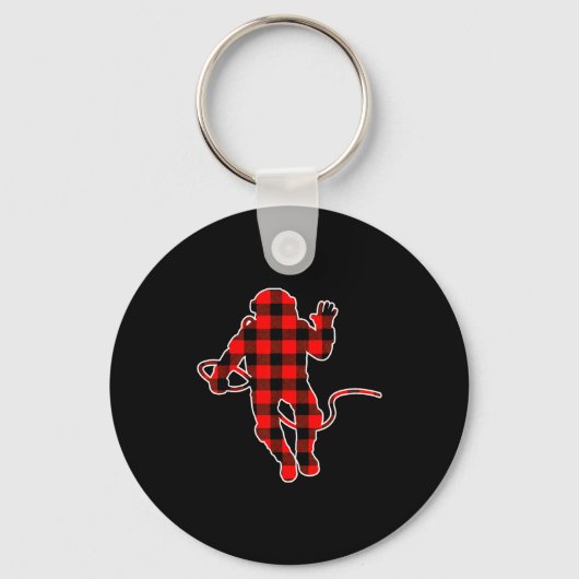 Red Buffalo Plaid Pajama Astronaut Christmas  Sleutelhanger (Voorkant)
