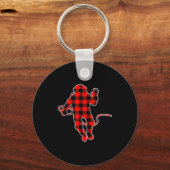 Red Buffalo Plaid Pajama Astronaut Christmas  Sleutelhanger (Voorkant)