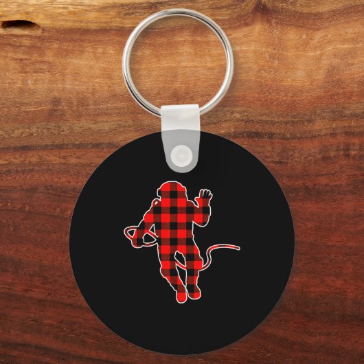 Red Buffalo Plaid Pajama Astronaut Christmas  Sleutelhanger (Voorkant)