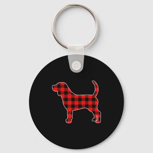 Red Buffalo Plaid Pajama Beagle Christmas Dog Love Sleutelhanger (Voorkant)